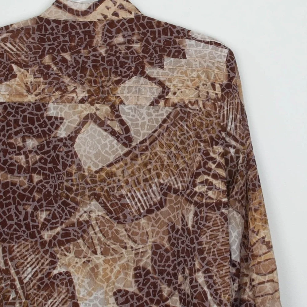 Coldwater Creek Womens 2X Animal Print Pleated Button Front Tunic Top Artsy Work - Picture 9 of 9